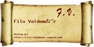 Filo Valdemár névjegykártya